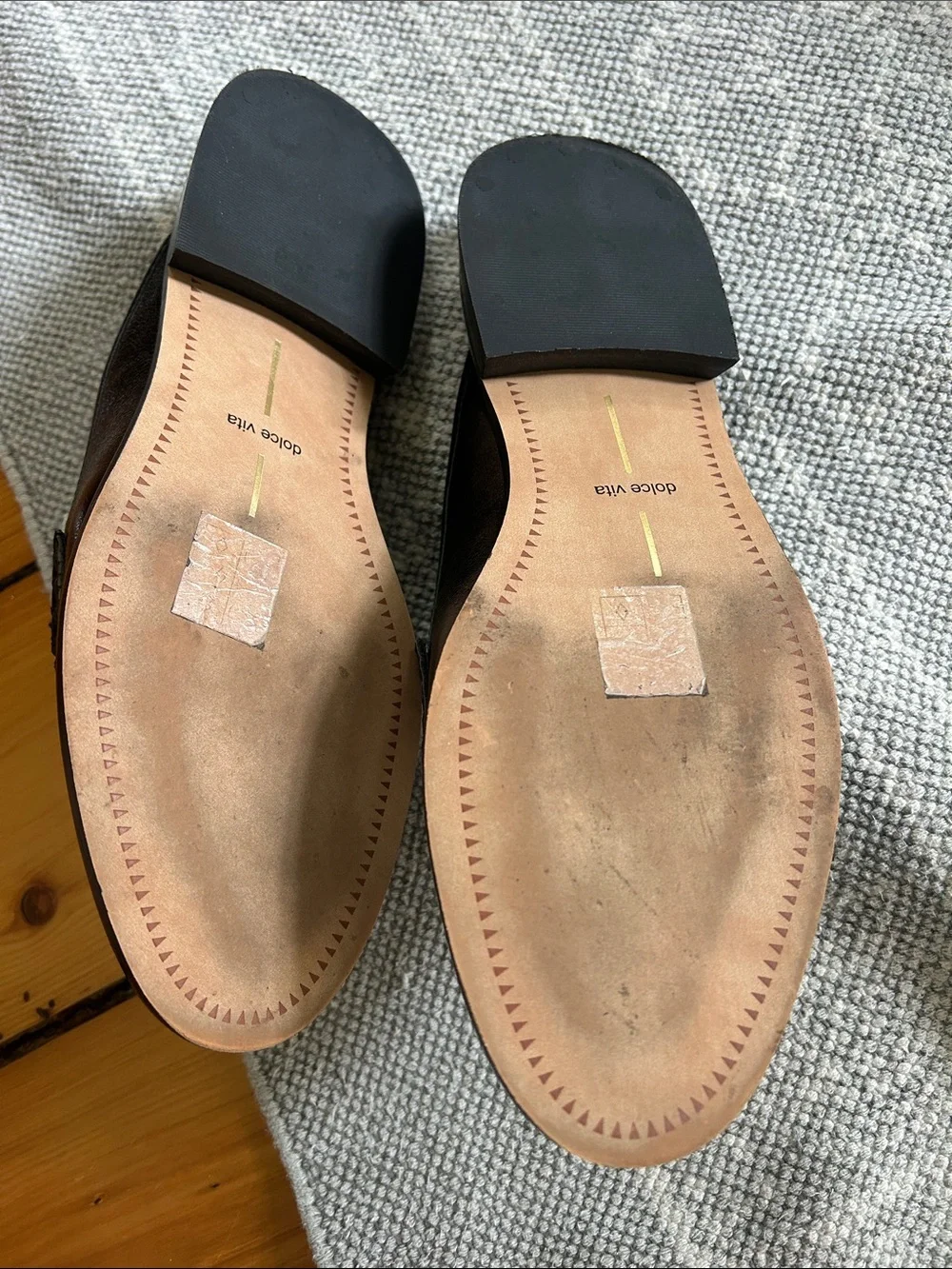 Dolce Vita Black and Cream Leather Penny Loafer Mules